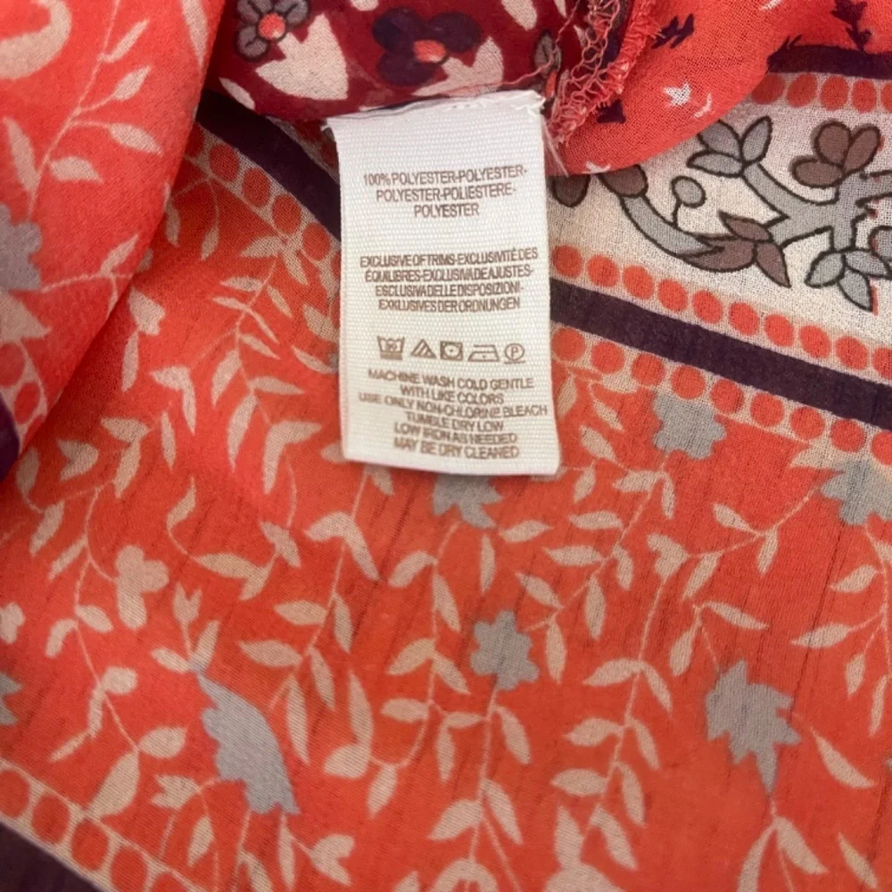 Free People moonlight miles coral patterned sheer blouse Size Large Boho - Picture 8 of 9